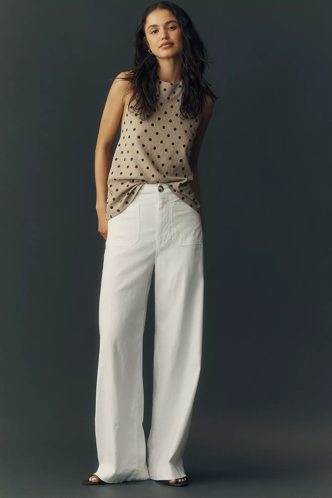 Colette Linen Stretch Full-Length Wide-Leg Pants by Maeve | Anthropologie (US)