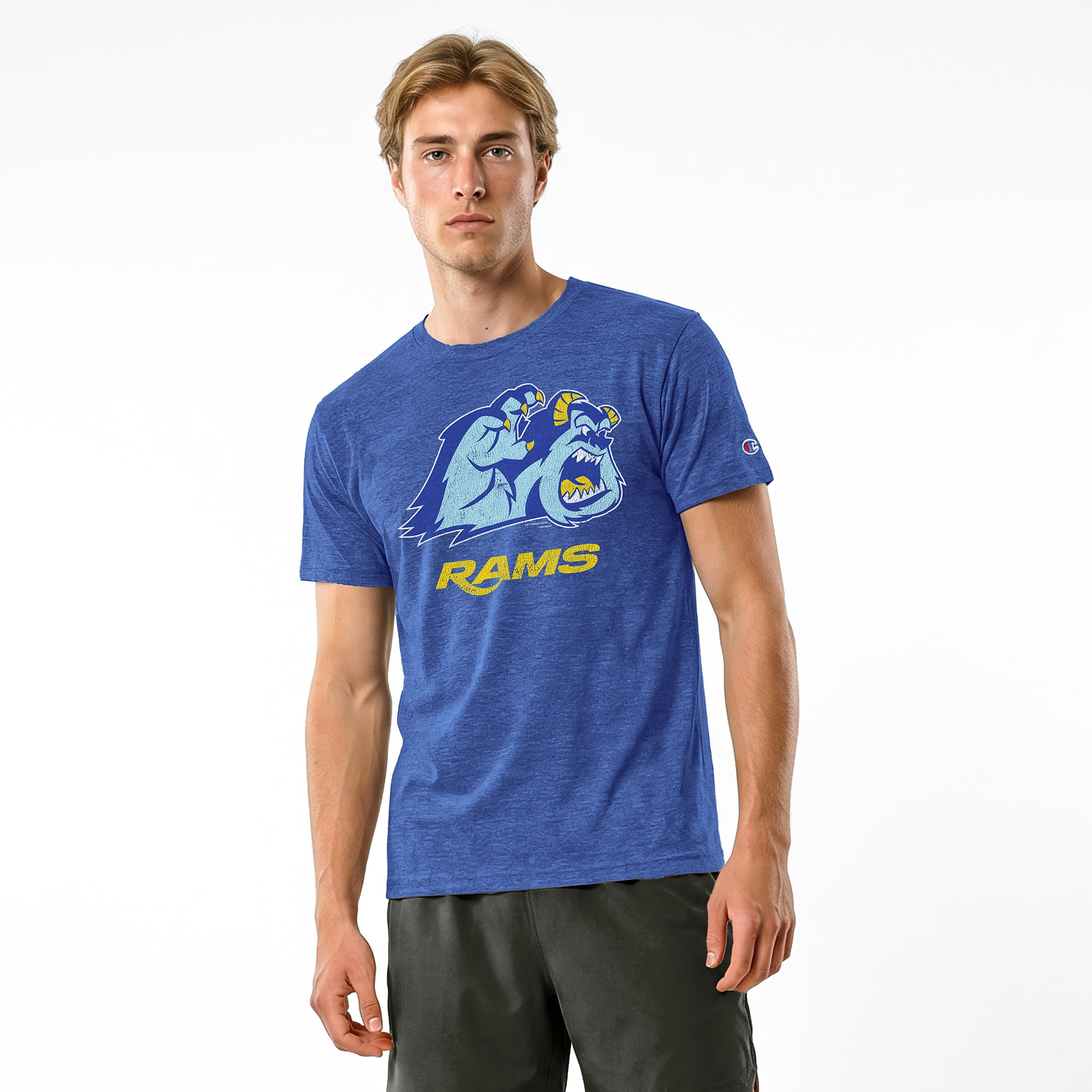 Los Angeles Rams Disney x Champion Sulley Tri-Blend T-Shirt - Royal | Fanatics