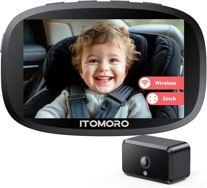 Itomoro Wireless Baby Car Camera, Rechargeable Car Baby Monitor with 5" HD 1080P Night Vision Dis... | Amazon (US)