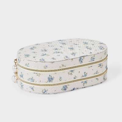 Oval Floral Print 3-Layer Jewelry Case - A New Day™ Blue | Target