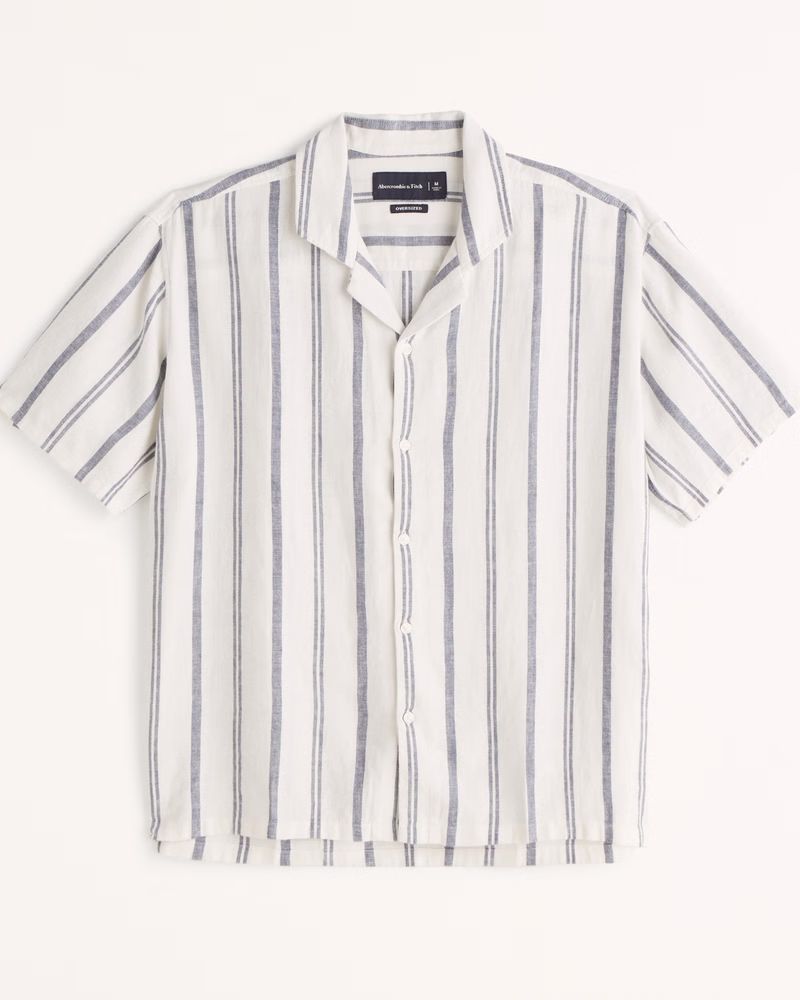 Men's Linen-Blend Button-Up Shirt | Men's | Abercrombie.com | Abercrombie & Fitch (US)