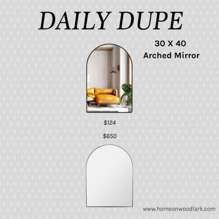 Daily Dupe:  Arched black framed mirror 30 X 40 edition.  

Amazon mirror.  McGee and Co mirror.  

#LTKfamily #LTKhome