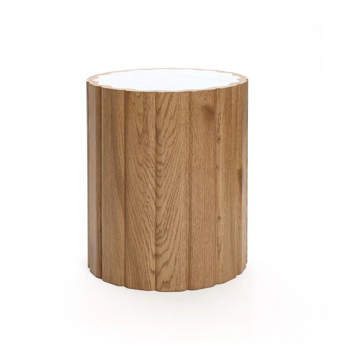 LuxenHome 18.9" Round Side Table, Wooden End Table with Faux Marble Top, Small Side Table for Liv... | Target
