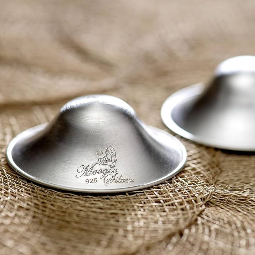 Moogco The Original Silver Nursing Cups - Nipple Shields for Nursing Newborn - Newborn Essentials Must Haves - Nipple Covers Breastfeeding - 925 Silver (L Silver Nursing Cups with Carrying Case) | Amazon (US)