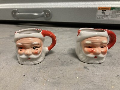 2 Mini WINKING SANTA CLAUS HEAD Mugs Vintage CHRISTMAS Shot Glasses JAPAN  | eBay | eBay US