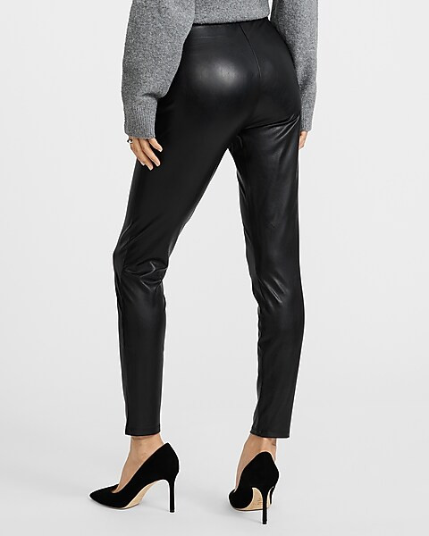 High Waisted Faux Leather Seamed Leggings | Express
