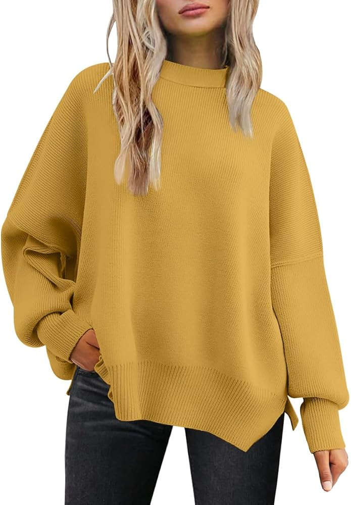 EFAN Women's Oversized Sweaters 2024 Fall Crewneck Batwing Sleeve Pullover Sweaters | Amazon (US)