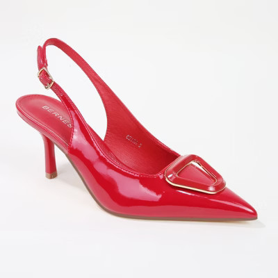 Berness Women's Ceira Patent Slingback Pump Heels with Metallic Trapezoid Accent Red 8.5 | Target