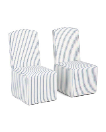 2pk 19x39 Striped Rolling Caster Wheel Slipcover Look Dining Chairs | TJ Maxx