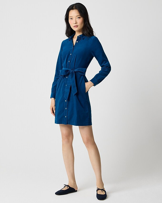 Long-sleeve corduroy shirt-dress | J.Crew Factory