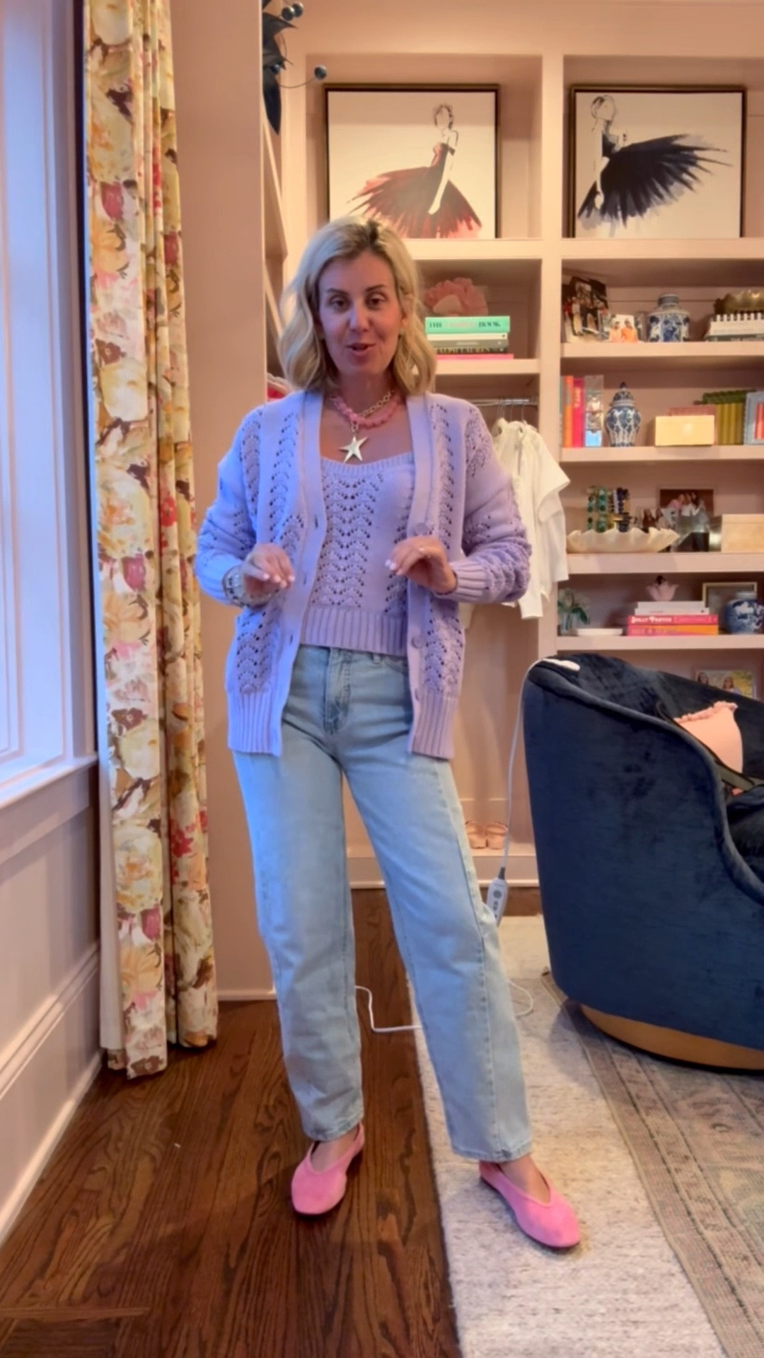 This purple sweater set is adorable and the quality is so good. I’m telling y’all...Walmart is killing it!! 
Cardigan & tank - xs
Jeans - 2
Flats - 7.5 (half size down) 

#LTKootd #LTKdayinmylife #LTKmomlife