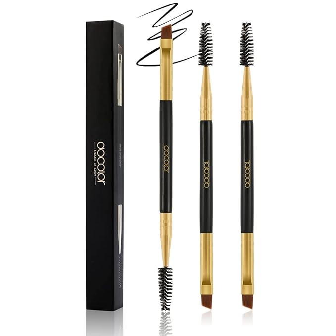 Docolor 3Pcs Duo Eyebrow Brush, Professional Eye Makeup Tool, Eyeshadow Brush and Spoolie Brush B... | Amazon (US)