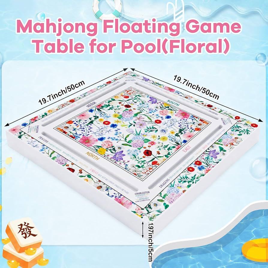 19x19 Inches Mahjong Floating Game Table for Pool Adults Pool Games Tray for Mah Jong Card Games ... | Amazon (US)