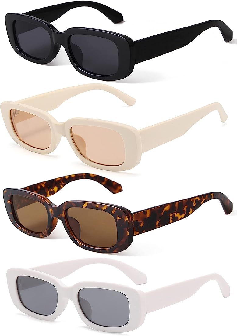 KUGUAOK Trendy Rectangle Sunglasses for Women Retro Small Square Sun Glasses UV 400 Protection Tr... | Amazon (US)