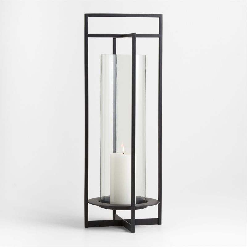 Dune Large Black Metal Outdoor Lantern 32" + Reviews | Crate & Barrel | Crate & Barrel