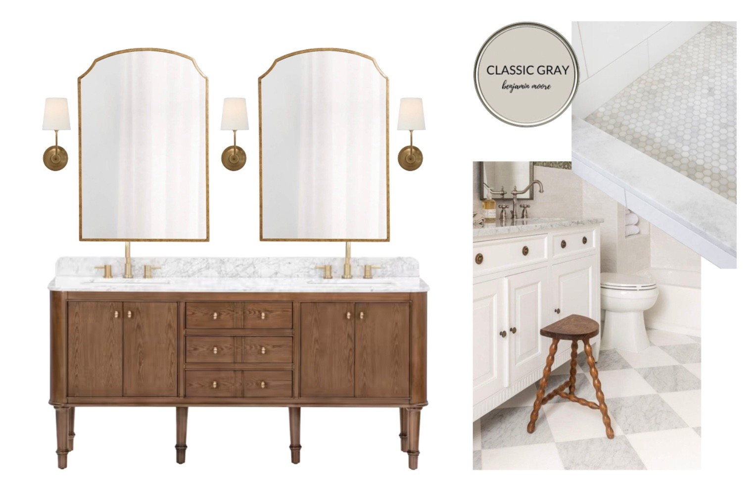 Bathroom Mood Board
#doublevanity #sconces #antiquebrass 

#LTKHome