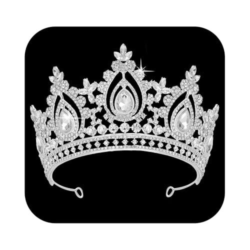 SWEETV Queen Crown for Women,Wedding Tiara for Bride,Princess Tiara,Quinceanera Pageant Crown Diadem,Crystal Headpiece for Birthday Prom,Silver | Amazon (US)