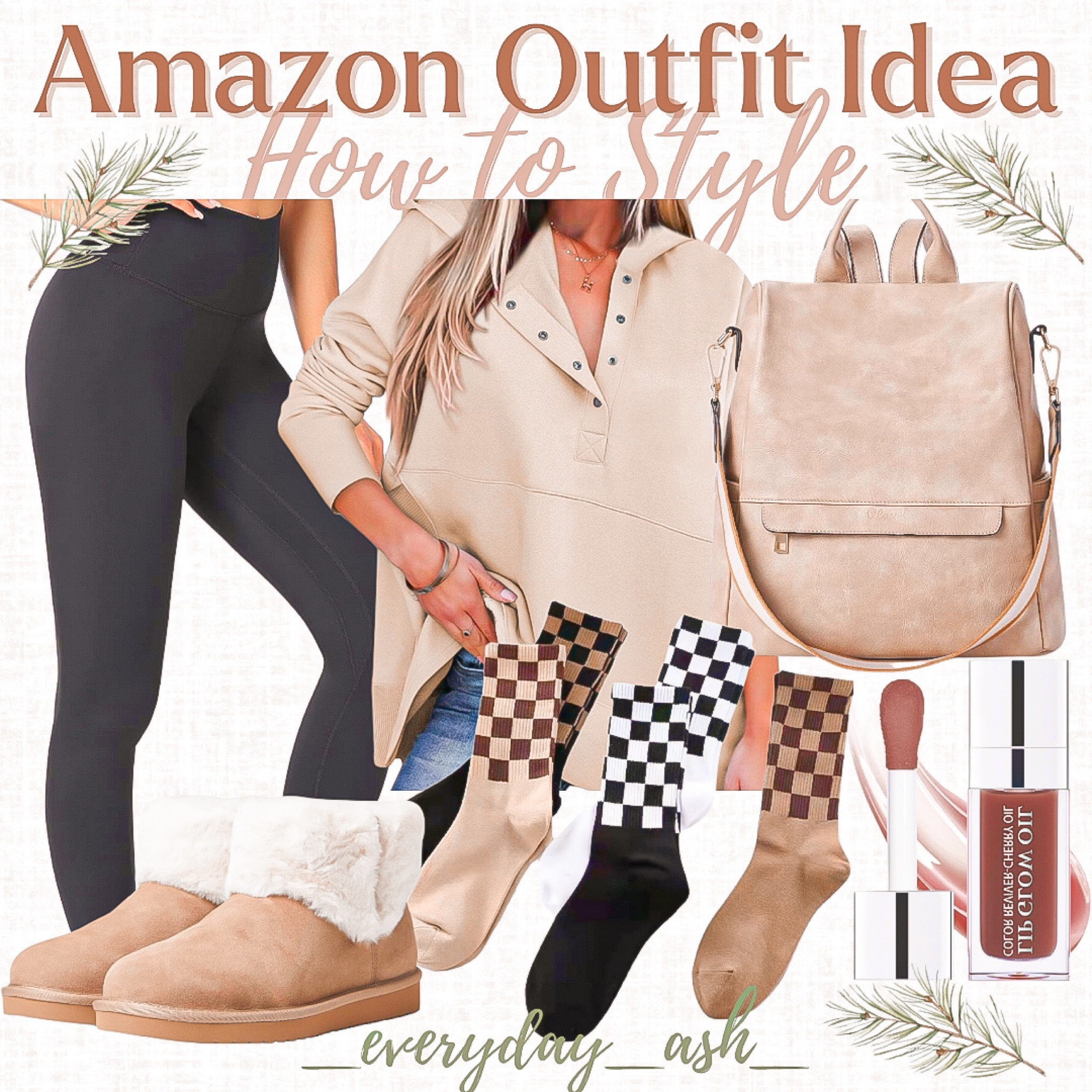 Amazon Outfit Idea 🤎

Leggings - my absolute favorite - wear almost daily - size medium
Sweatshirt - own it in purple and it’s soooo cute - size small 💜
Lip oil - so affordable and great shades- I own a few now 💄

Womens fashion, outfit idea, Amazon fashion, Valentine’s Day, leggings, black leggings, tan sweatshirt, neutral backpack, tan bag, checkered socks, fuzzy boots, tan boots, lip oil, lip gloss, beauty finds, brown winter puffer jacket, neutral headbands, ugg slip on boots 

#LTKstyletip #LTKMostLoved #LTKGiftGuide