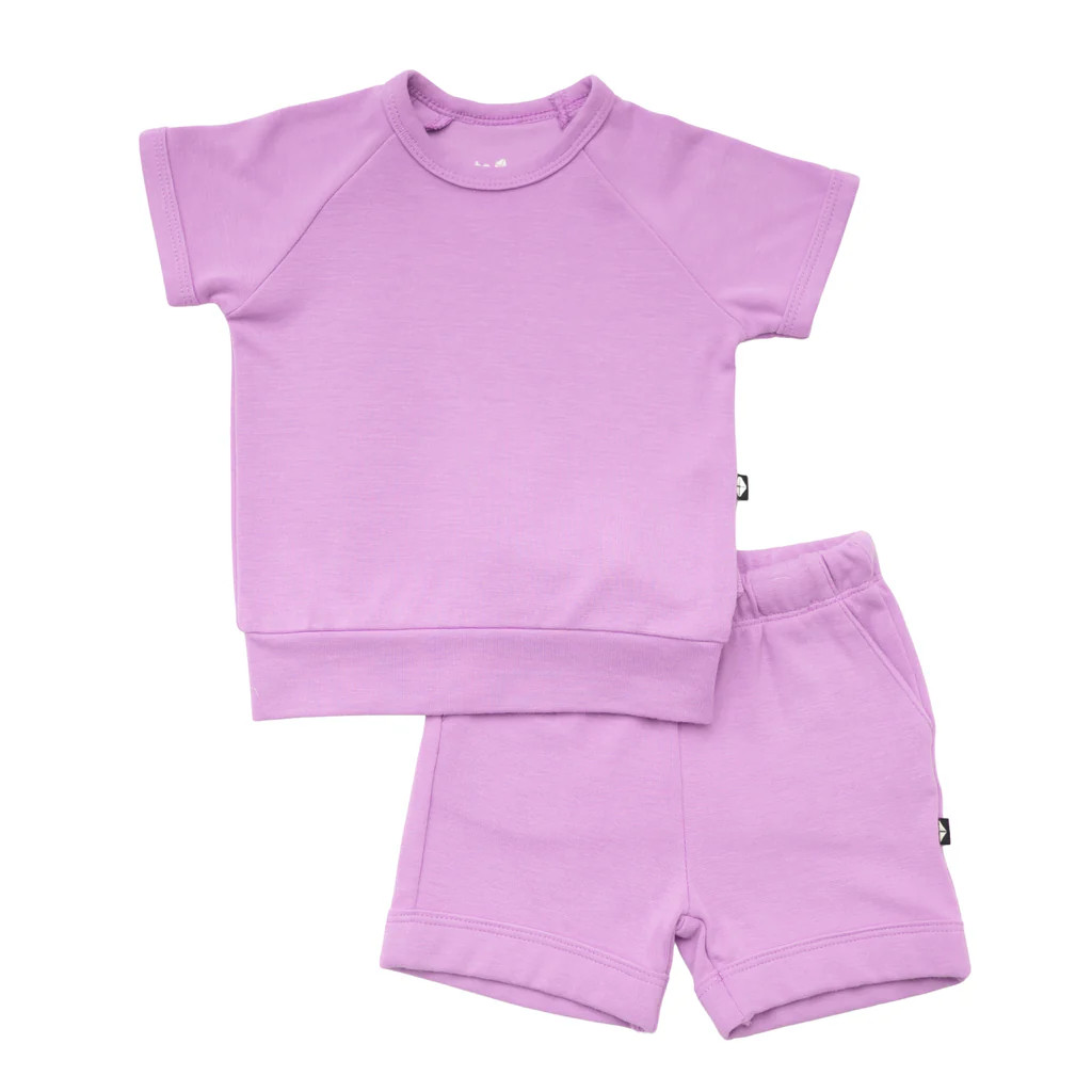 Bamboo Jersey Short Sleeve Jogger Set in Poi | Kyte Baby