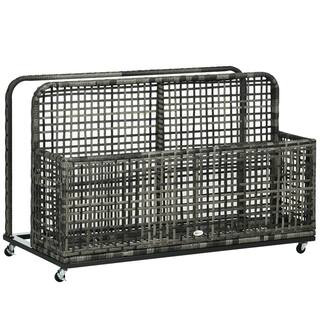 30 Gal. Dark Grey Rattan Deck Box | The Home Depot