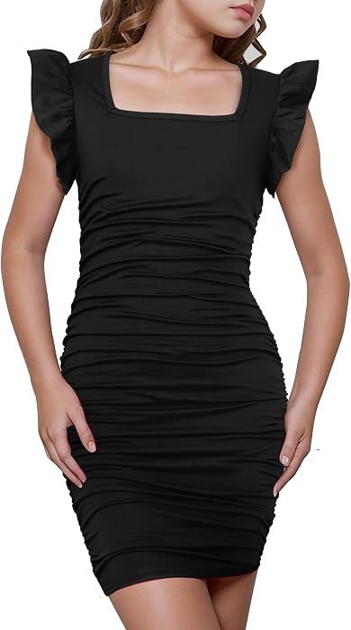 Girl's Ruffle Sleeve Bodycon Formal Ruched Dresses 9-14 Years | Amazon (US)