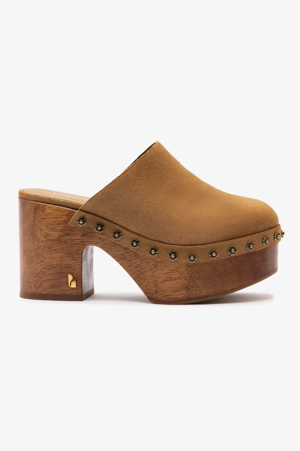 Miso Wooden Platform Clog In Peanut Suede | Larroude