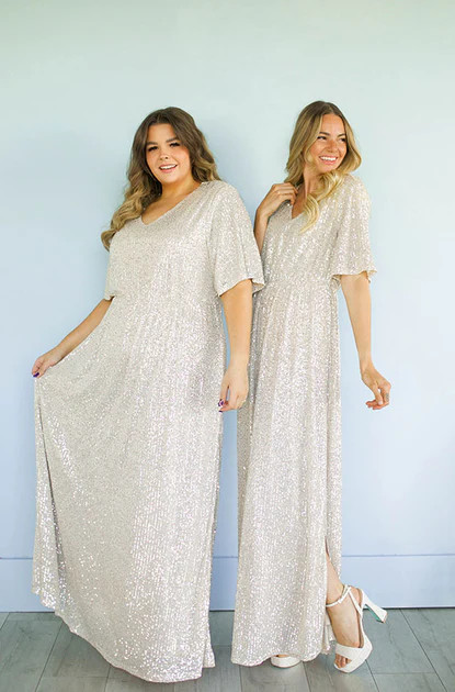 Daphne Champagne Sequin Gown - DM Exclusive | DM Fashion