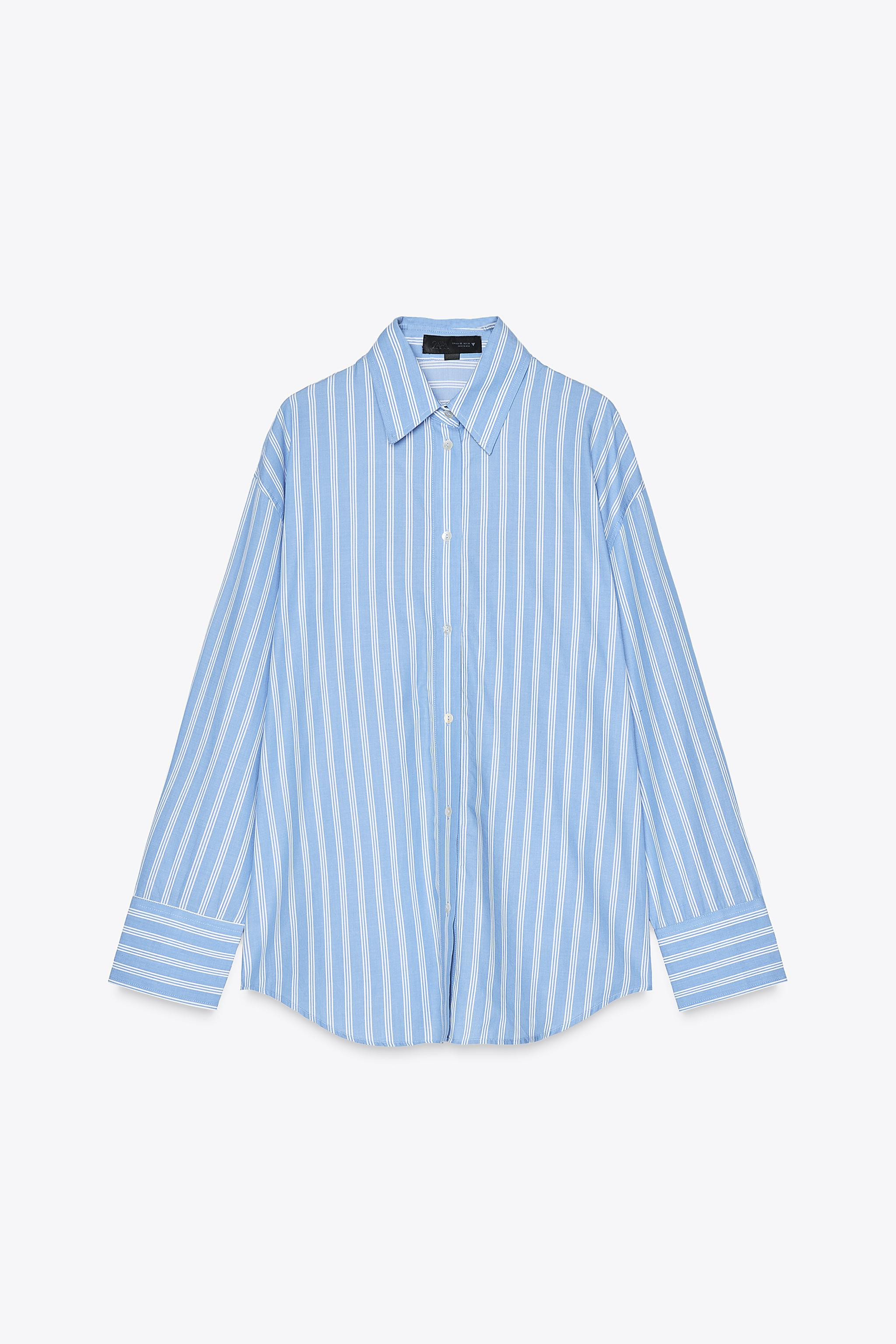 OVERSIZE STRIPED POPLIN SHIRT AND TOP | Zara UK