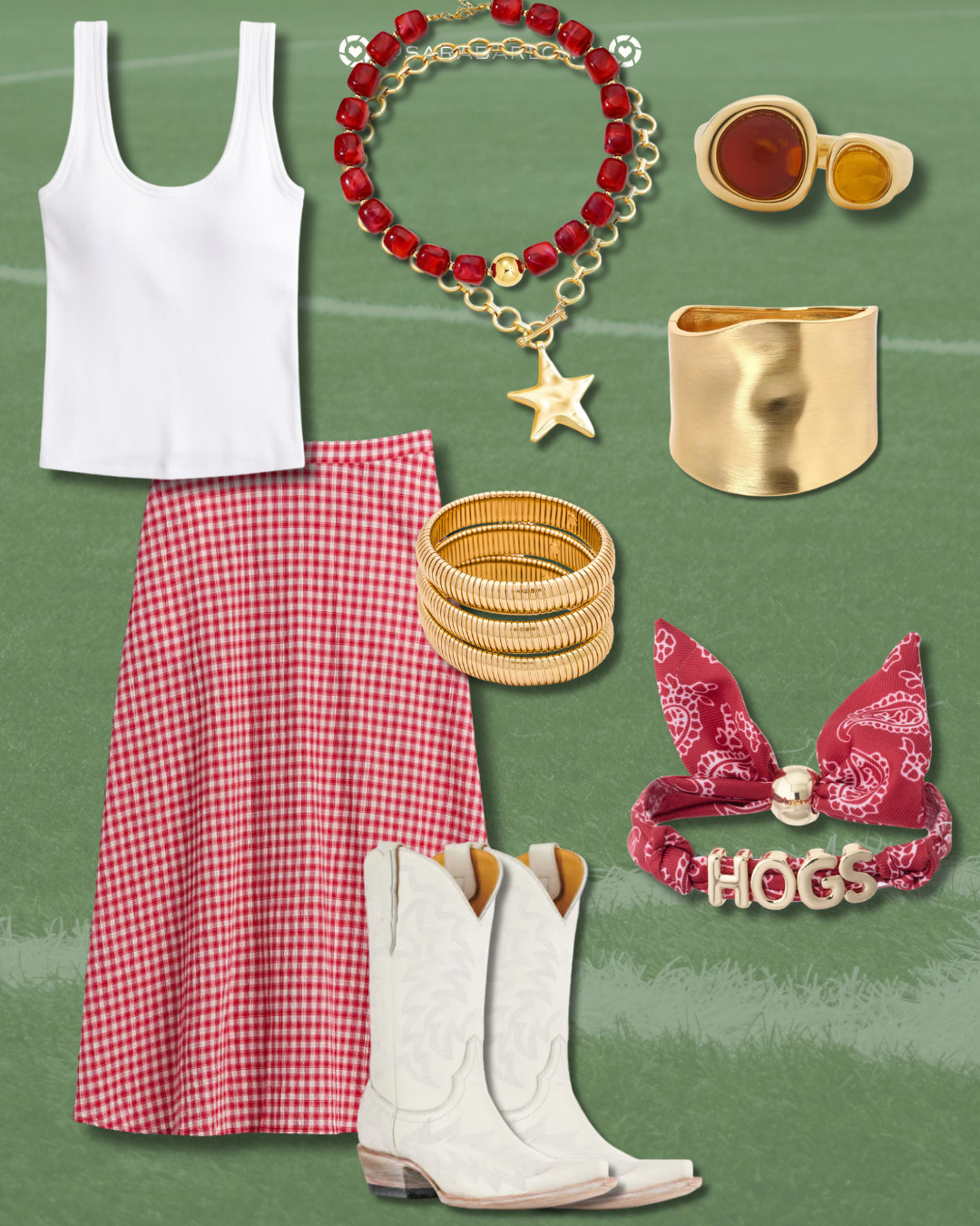 it's almost time for SEC football which means it's time to get your gameday looks ready to score! My Arkansas Razorback girls, are you ready for this season!? I love this simple look that you can dress up or down with shoes and accessories! This is a great look to check out if you want to look cute, beat the heat, and not break the bank.  

 #LTKootd #LTKSeasonal #LTKSaleAlert