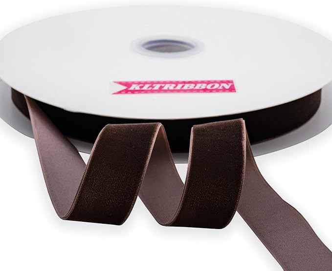 Nylon Velvet Ribbon Single Faced,1 Inch X 25Yards Spool (Brown) | Amazon (US)