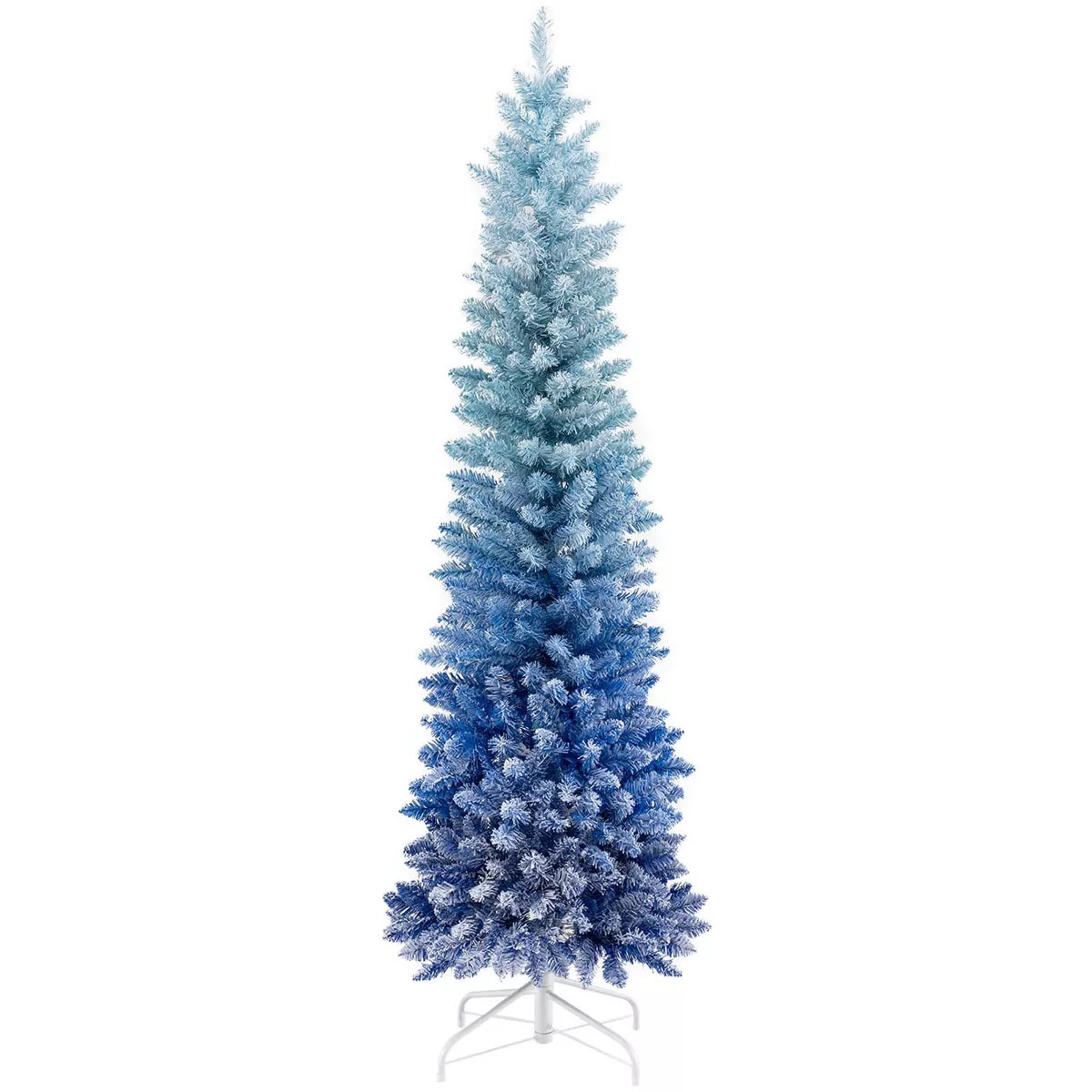 Costway 6/7 FT Blue Gradient Snow Flocked Artificial Christmas Tree with 435/725 Lush Branch Tips | Target