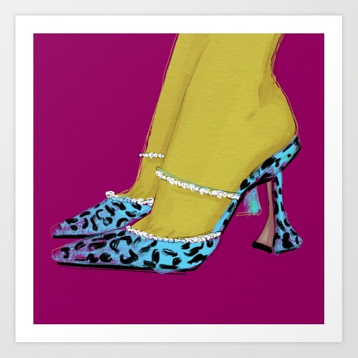Leopard Heels Pink Art Print by MONICA RUF | Society6