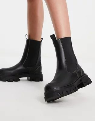 Public Desire Wonder chunky chelsea boots with contrast stitching in black | ASOS (Global)