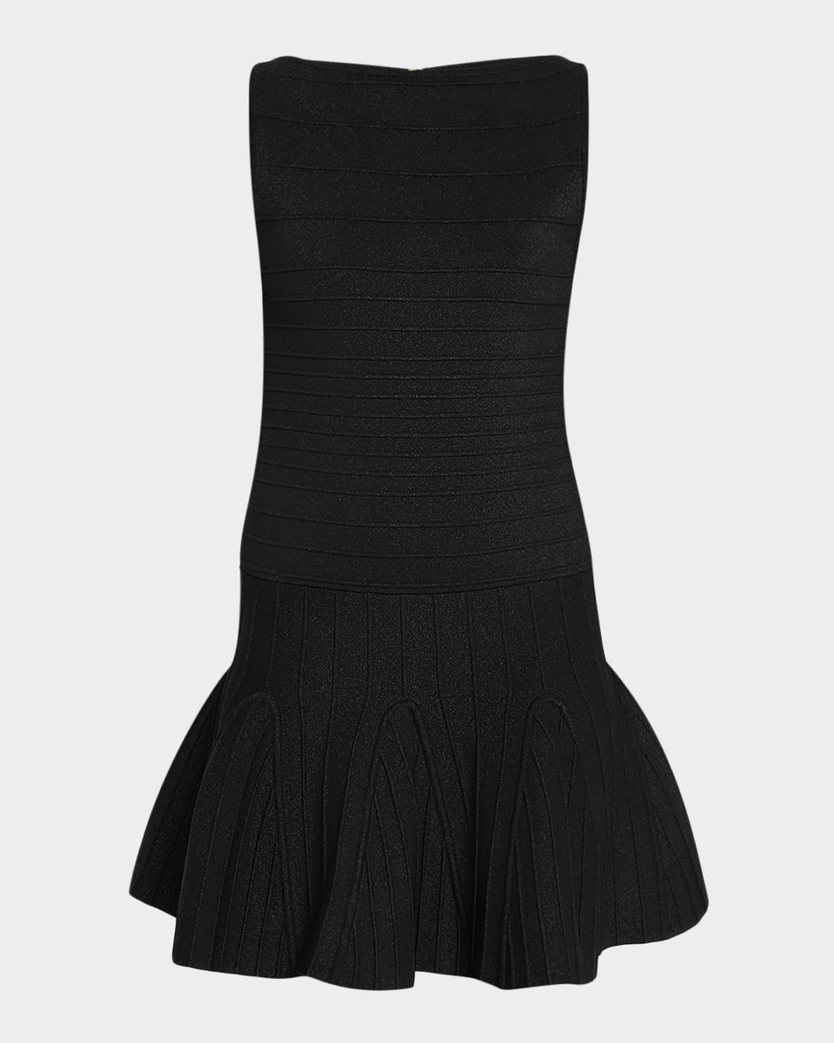 Audrina Metallic Knit Godet-Skirt Sleeveless Mini Dress | Neiman Marcus