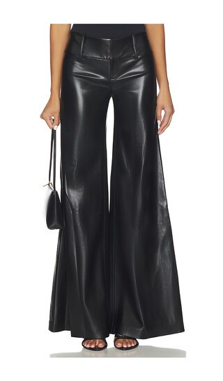 Alice + Olivia Olivia Vegan Leather Wide Leg Flare Pant in Black. - size 8 | Revolve Clothing (Global)
