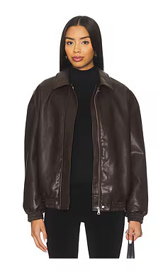 Enza Costa Leather Jacket in Dark Brown from Revolve.com | Revolve Clothing (Global)