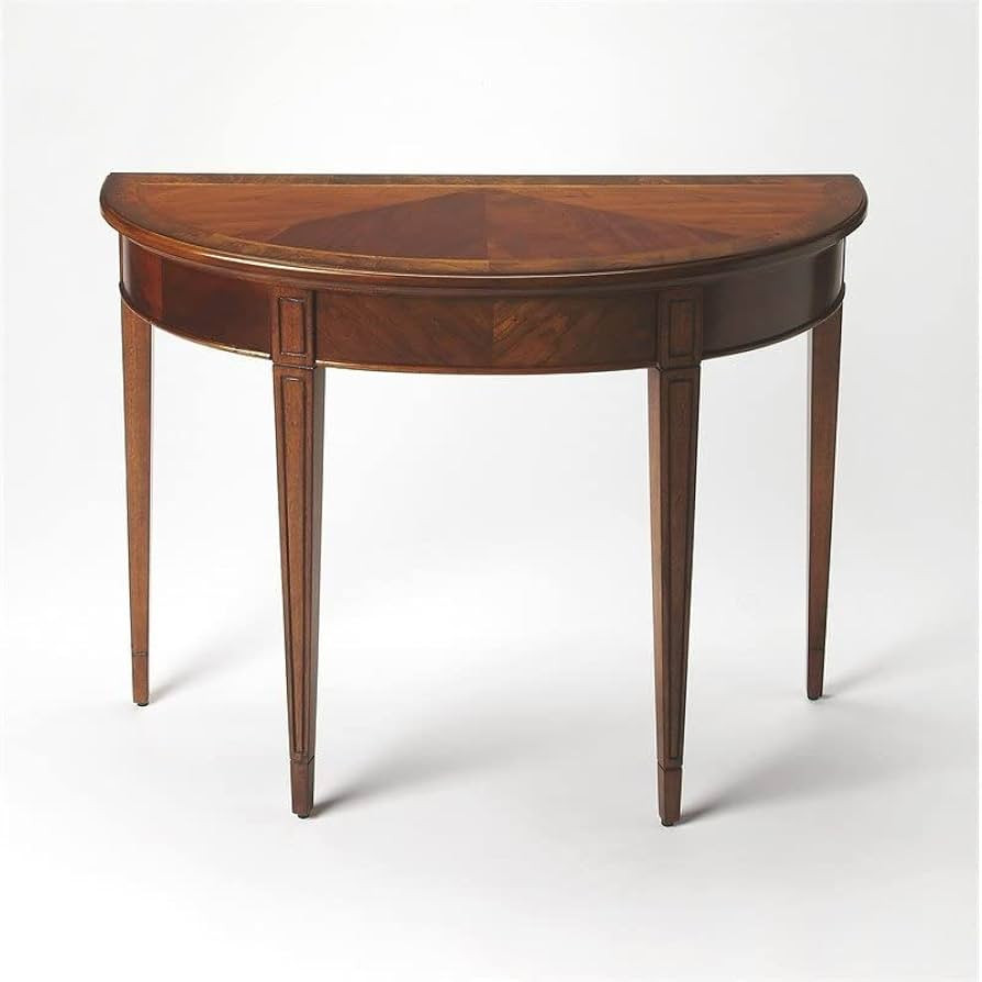 MAKLAINE Modern/Contemporary Olive ASH BURL Demilune Console Table | Amazon (US)