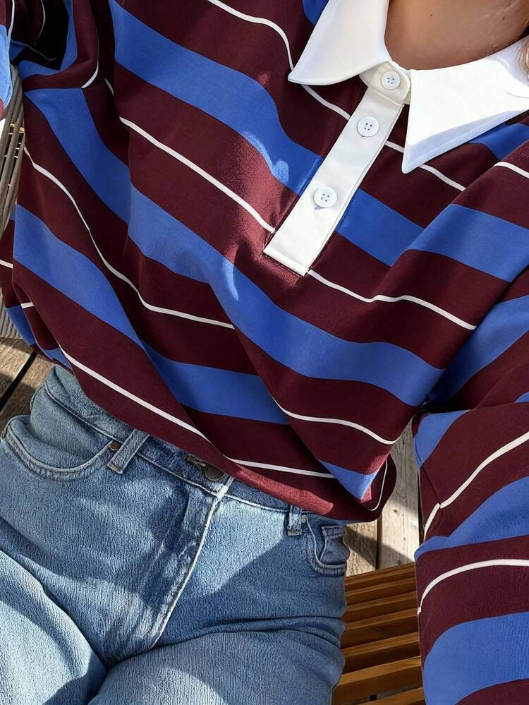 Christmas HoloChill Women's Colorblock Striped Casual Crew Neck Long Sleeve Knit Sweater, New Yea... | SHEIN