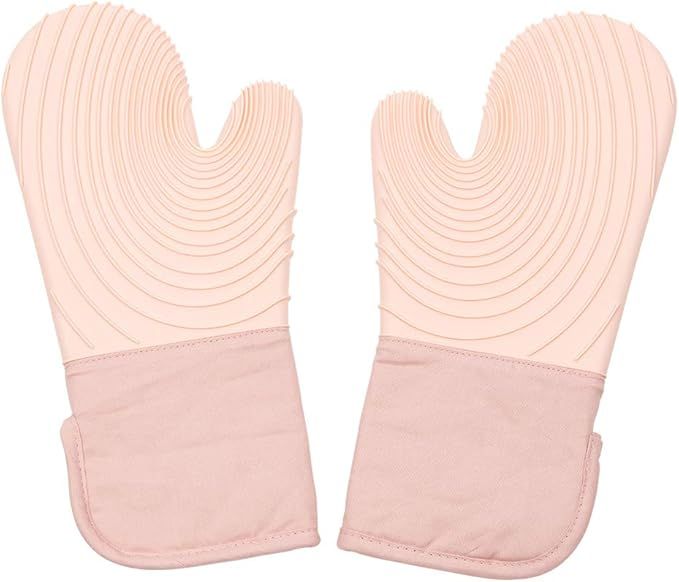 Silicone Oven Mitts, 1 Pair Heat Resistant Oven Gloves - Non Slip Cooking Gloves, Kitchen Oven Gl... | Amazon (US)