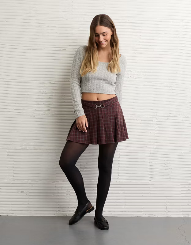 AE Mid-Rise Belted It Knit Skort | American Eagle Outfitters (US & CA)
