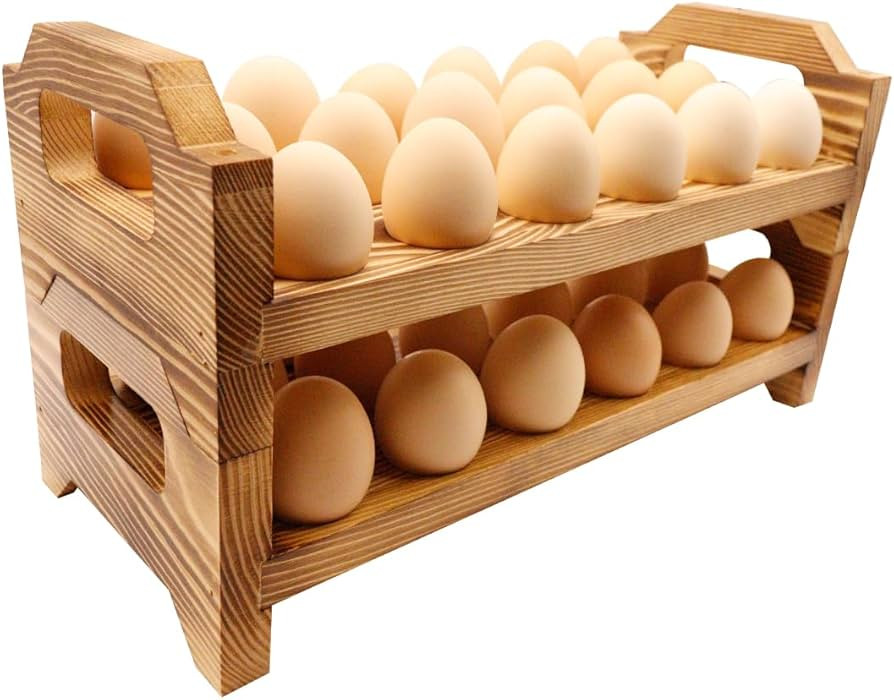 Wooden Egg Holder Countertop, Stackable Egg Storage Trays for 36 Fresh Chicken Deviled Egg Organi... | Amazon (US)