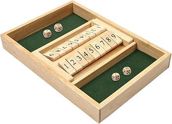 bouti1583 2 Player Shut The Box Game, Double-Sided Classic 9 Number Wooden Set with Dice Tabletop... | Amazon (US)
