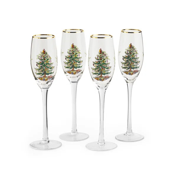 Spode Christmas Tree Champagne Fluted Glasses (Set of 4) | Wayfair North America
