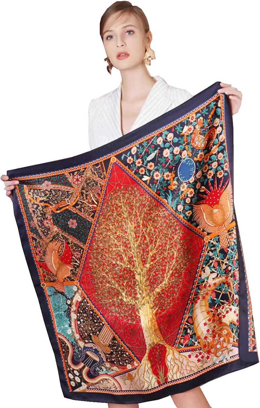 100% Silk Scarf 43" Large Square Shawl Women Hair Wraps-Gift Packed | Amazon (US)