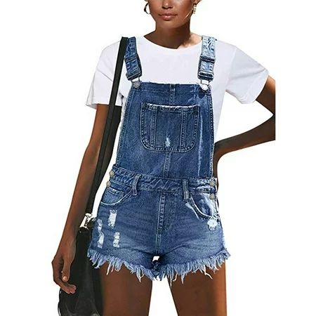 Womens Summer Frayed Denim Shorts Jumpsuits Romper Jean Short Overalls Playsuits | Walmart (US)