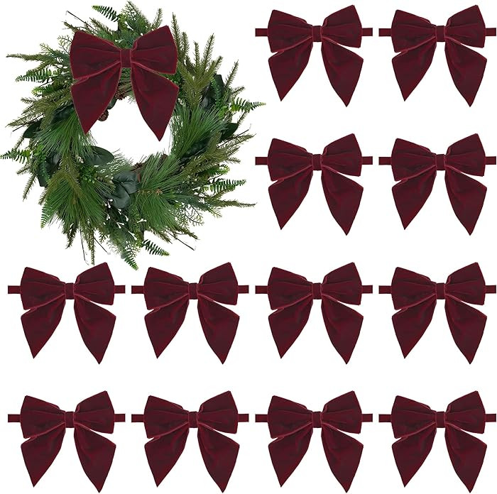 AIMUDI Burgundy Velvet Bows 4" Christmas Bows for Gift Wrapping Velvet Bows for Christmas Tree, H... | Amazon (US)
