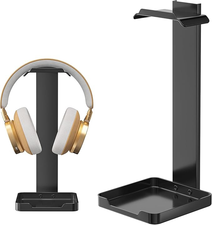 Headphone Stand Metal Headset Stand: Upgraded Stability Headset Holder - Black Earphone Stand wit... | Amazon (US)