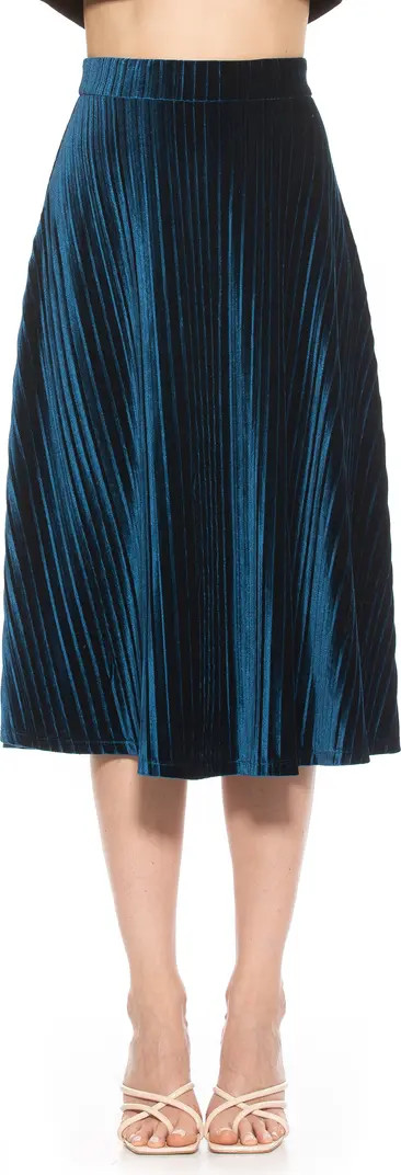 Alexia Admor Alania Pleated Velvet Midi Skirt | Nordstromrack | Nordstrom Rack
