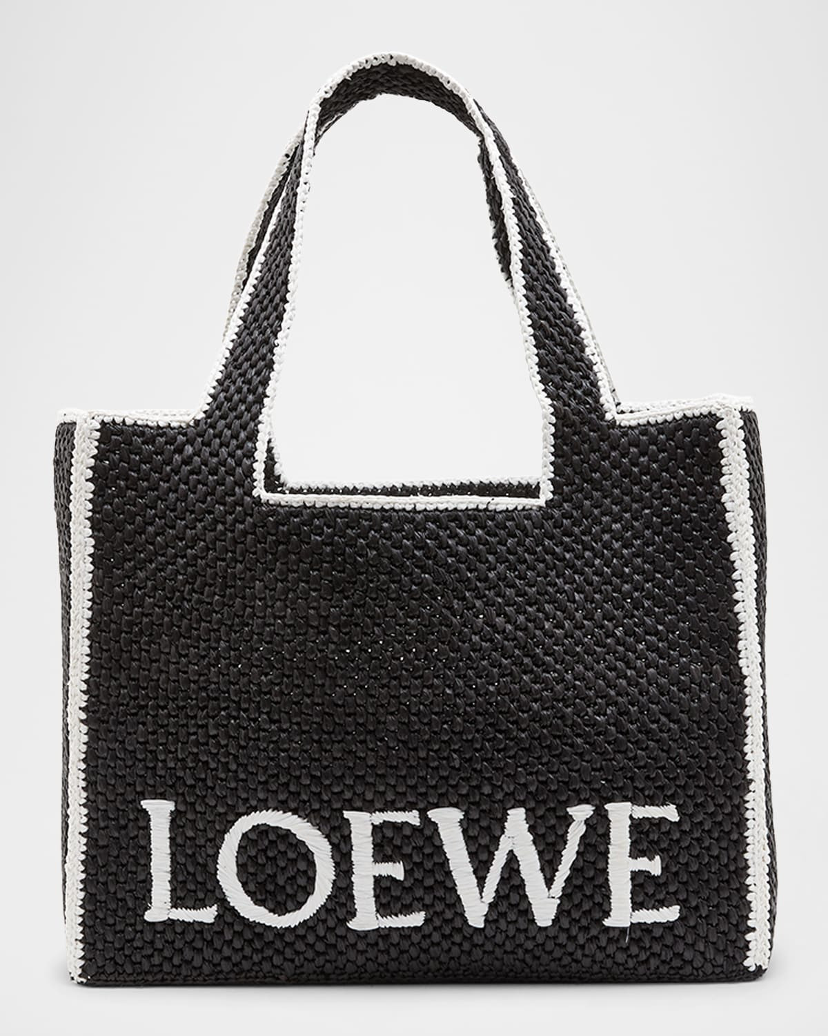 x Paula & apos;s Ibiza Font Logo Large Tote Bag in Raffia | Neiman Marcus