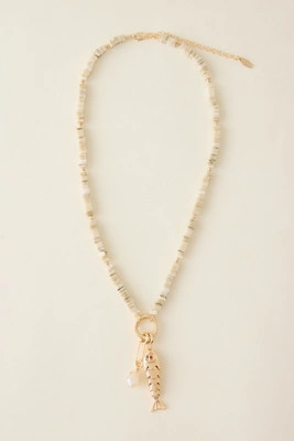 14K Gold-Plated Beaded Fish Pendant Necklace | Anthropologie (UK)